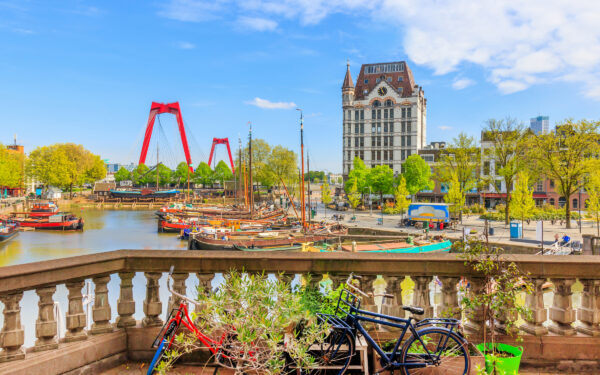 Vista di Oude Haven a Rotterdam da un balcone