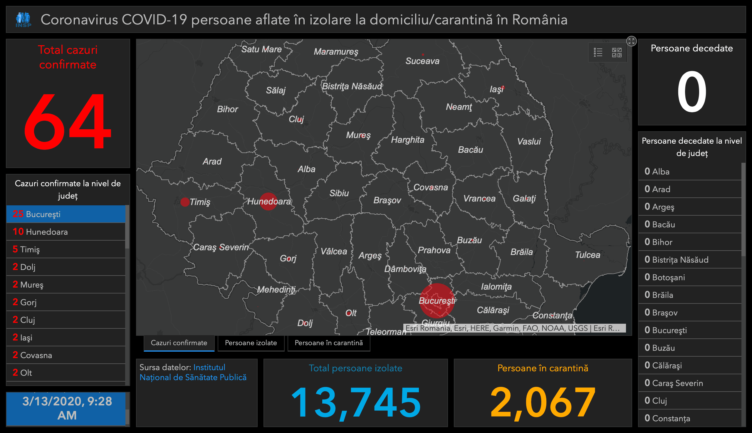 Coronavirus COVID-19 persone in isolamento domiciliare/quarantena in Romania