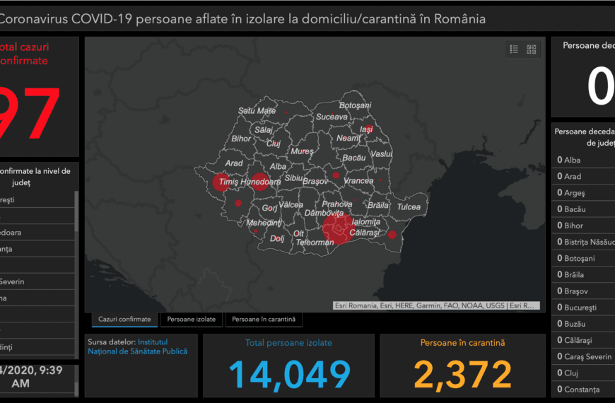 Coronavirus COVID-19 persone in isolamento domiciliare/quarantena in Romania – 14 marzo 2020 – 09.39