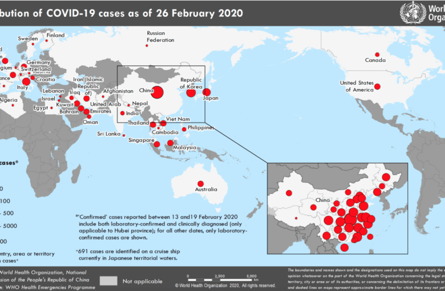 Coronavirus 2019 (COVID-19) – aggiornamento globale – 26 febbraio 2020