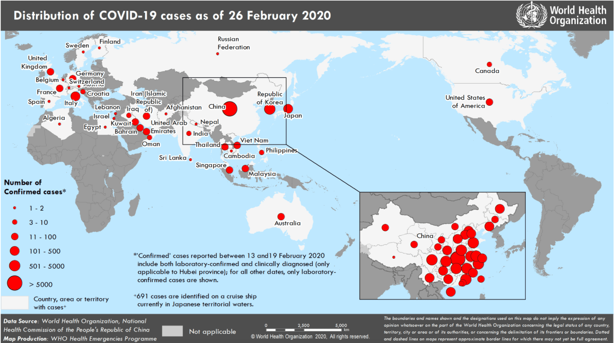 Coronavirus 2019 (COVID-19) – aggiornamento globale – 26 febbraio 2020