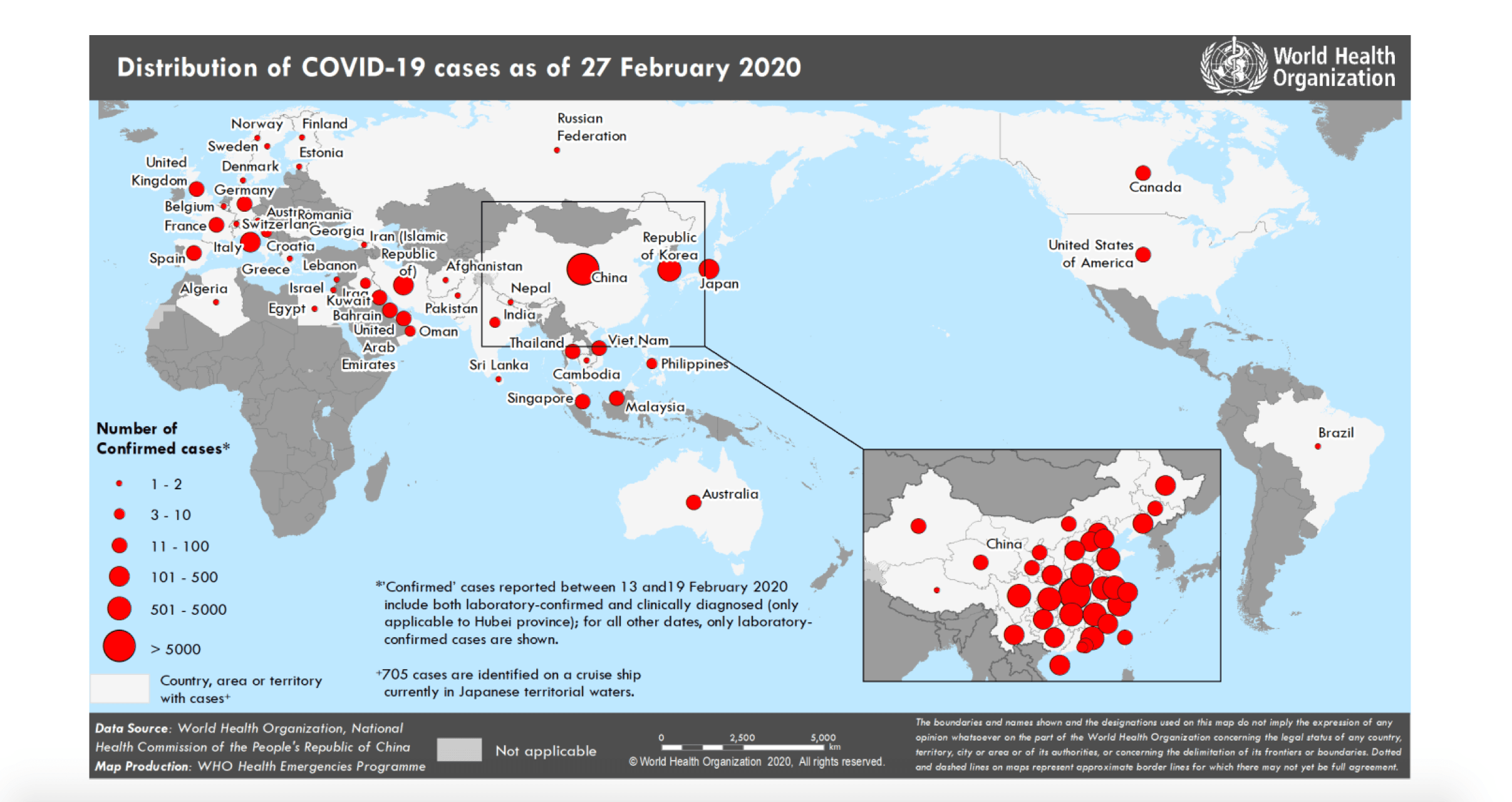 Coronavirus 2019 (COVID-19) – aggiornamento globale – 27 febbraio 2020