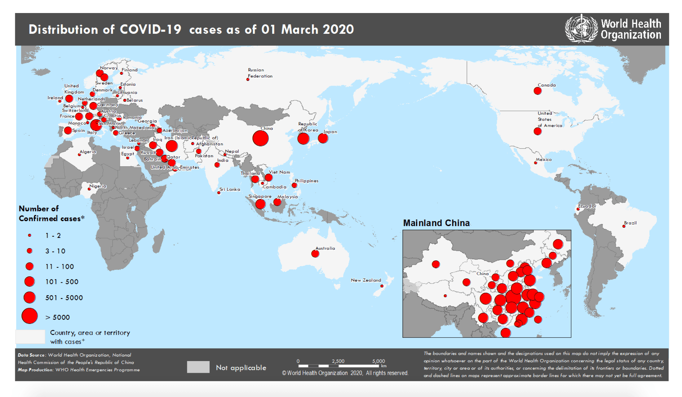 Coronavirus 2019 (COVID-19) – aggiornamento globale – 01 marzo 2020